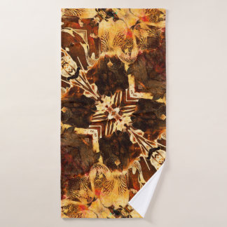 art nouveau ornamental vintage golden and brown pa bath towel