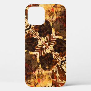 art nouveau ornamental vintage golden and brown pa iPhone 12 case