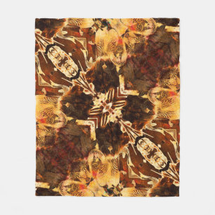 art nouveau ornamental vintage golden and brown pa fleece blanket