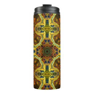 art nouveau ornamental vintage pattern in green, y thermal tumbler