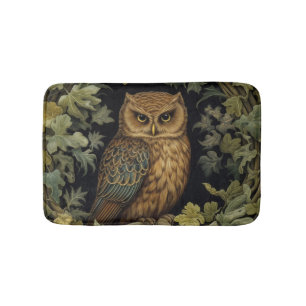 Art nouveau owl in the forest bath mat