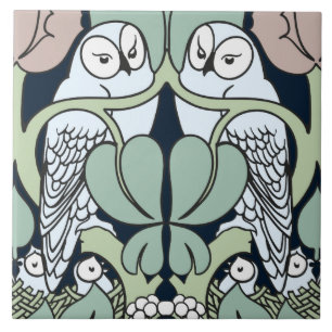 Art Nouveau Owl Nest Pattern Art Tile or Trivet