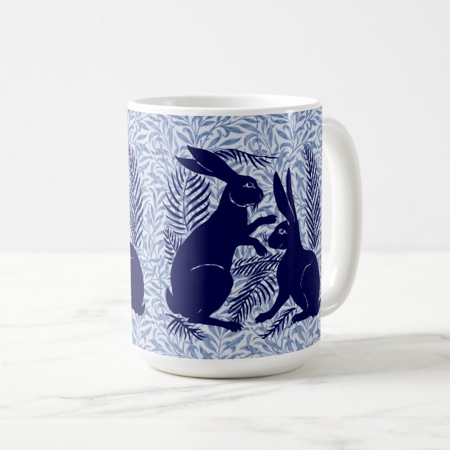 Art Nouveau Pair of Rabbits De Morgan and Morris Coffee Mug (Front Right)