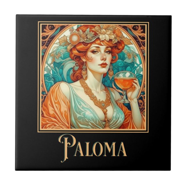Art Nouveau Paloma  Ceramic Tile (Front)