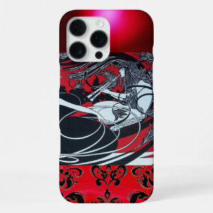 ART NOUVEAU PAN , RED BLACK WHITE DAMASK iPhone 16 PRO MAX CASE