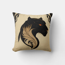 Art Nouveau Panther Throw Pillow