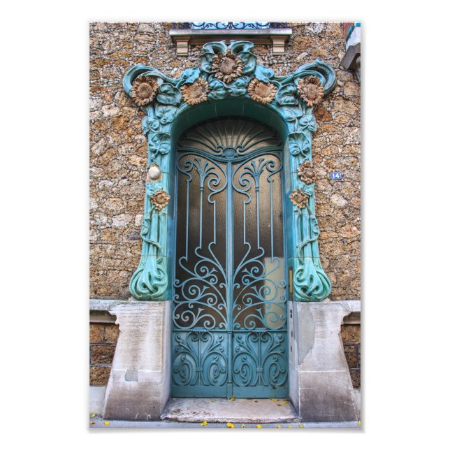 Art Nouveau Paris Door Sunflowers No 14 - Photo Print (Front)