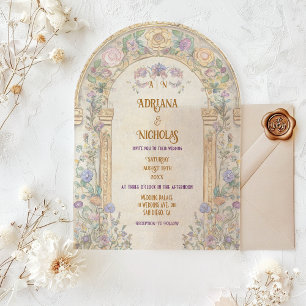 Art Nouveau Pastel Floral Wedding Acrylic Invitations