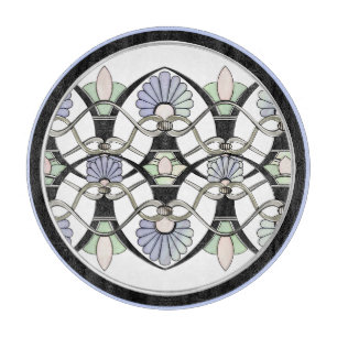 Art Nouveau Pastel Shells, Lilies & Black Arches Cutting Board