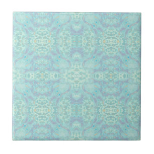 Art Nouveau Pastel Teal Blue Mirrored Pattern Ceramic Tile