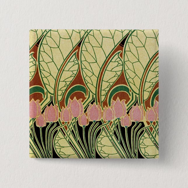 Art Nouveau pattern #1 15 Cm Square Badge (Front)