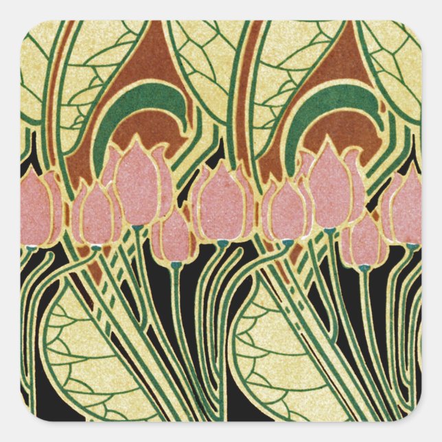 Art Nouveau pattern #1 Square Sticker (Front)