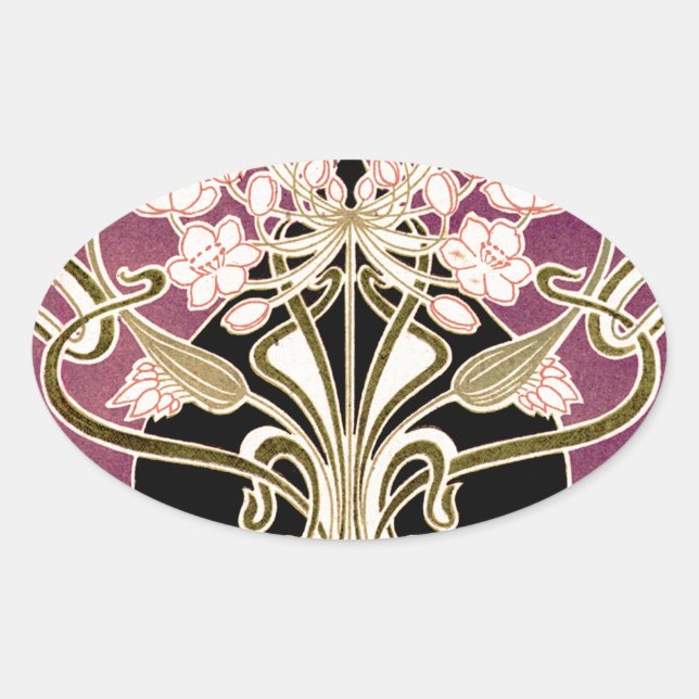 Art Nouveau pattern #2 Oval Sticker (Front)