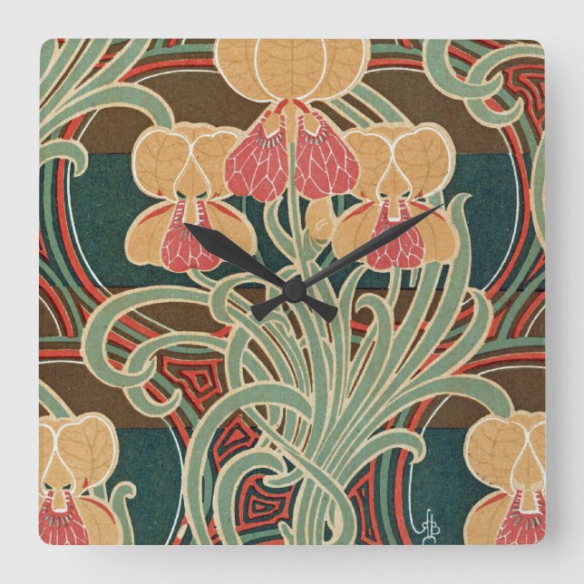 Art Nouveau Pattern #4 at Emporio Moffa Square Wall Clock (Front)