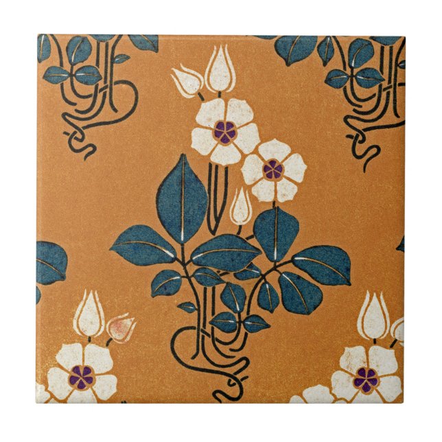 Art Nouveau pattern #7 Ceramic Tile (Front)