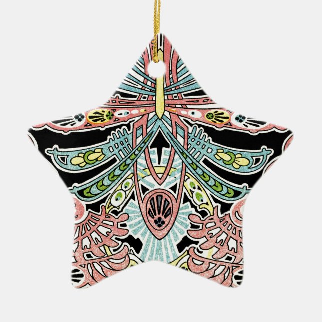 Art Nouveau pattern #8 Ceramic Tree Decoration (Front)