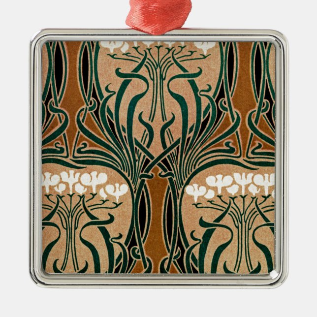 Art Nouveau pattern #9 Metal Tree Decoration (Front)