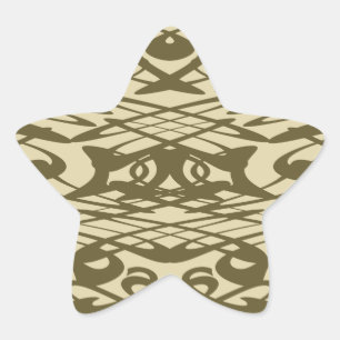 Art Nouveau Pattern in Beige and Brown. Star Sticker