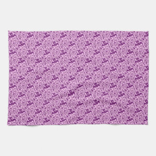 Art Nouveau pattern, plum on orchid Tea Towel