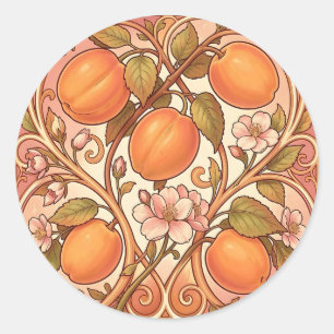 Art Nouveau Peach Blossom Ornament Classic Round Sticker