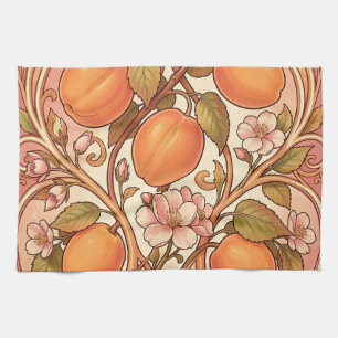 Art Nouveau Peach Blossom Ornament Tea Towel