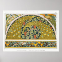 Art nouveau peacock animals grapevines verneuil