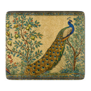 Art Nouveau Peacock Botanical Illustration Cutting Board