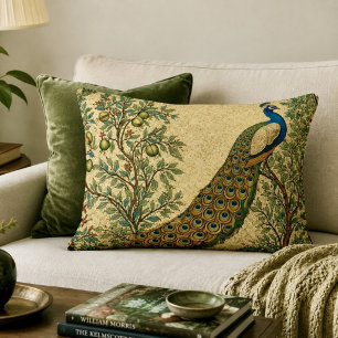 Art Nouveau Peacock Botanical Illustration  Decorative Cushion