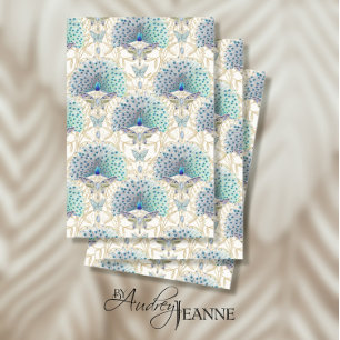 Art Nouveau Peacock Butterfly Ivory Decoupage  Tissue Paper