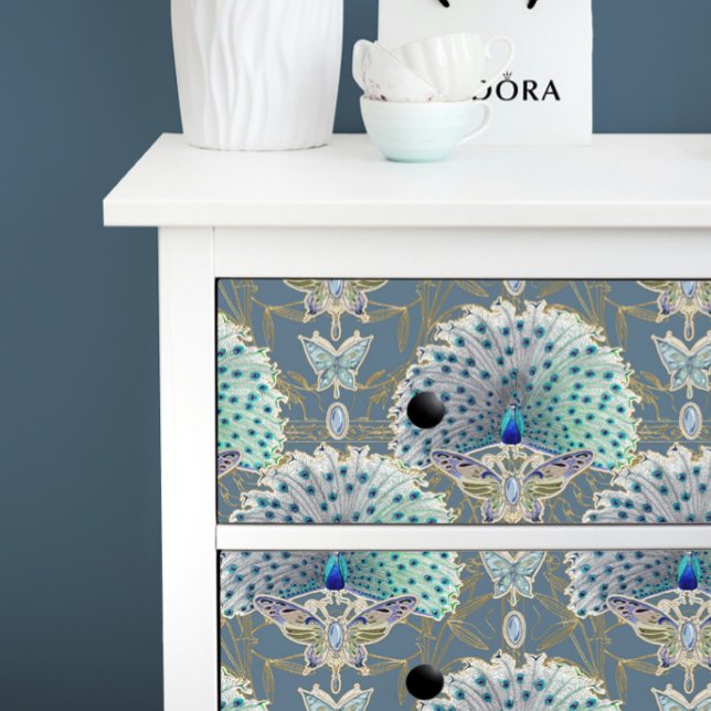 Art Nouveau Peacock Butterfly Navy Deco Decoupage  Tissue Paper (Creator Uploaded)