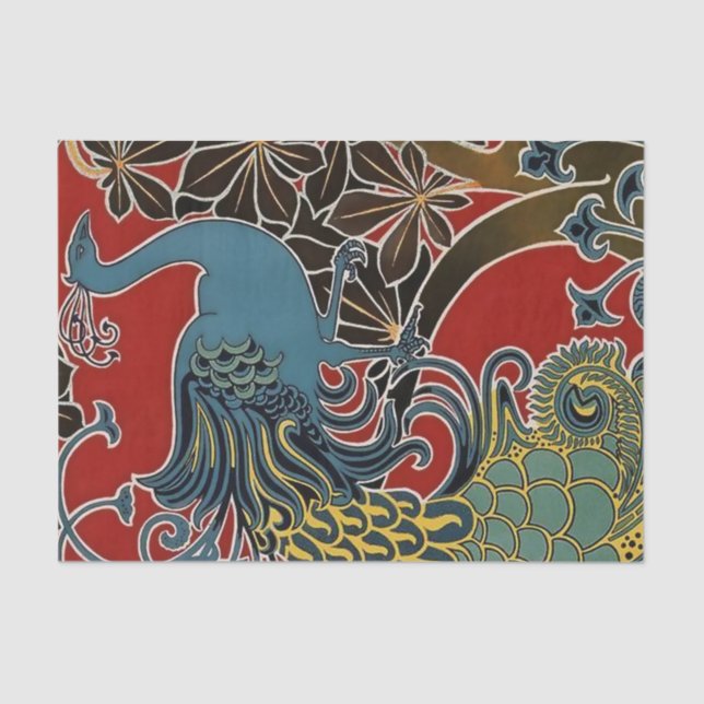 “Art Nouveau Peacock” by Gisbert Combaz Tissue Paper (Front)