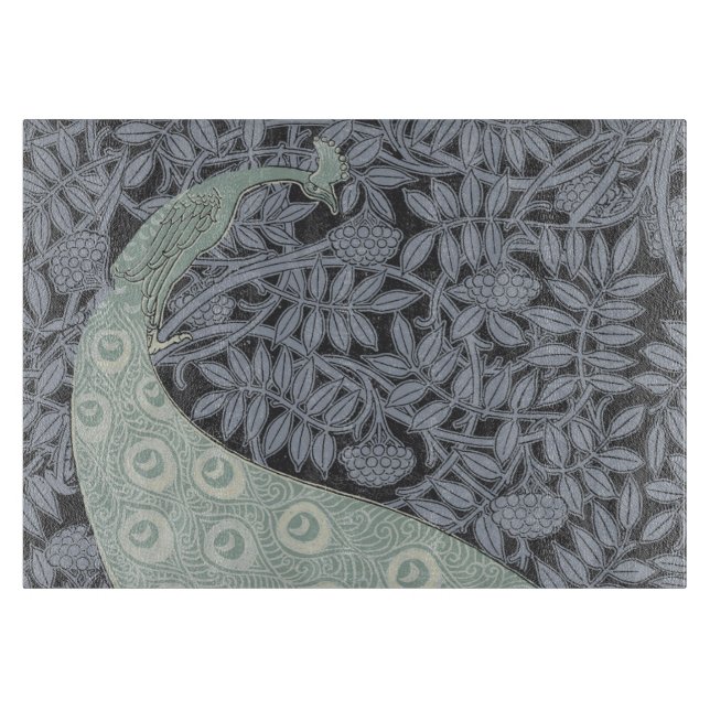 Art Nouveau Peacock Classic Vintage Bird Cutting Board (Front)