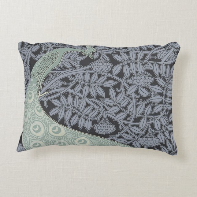 Art Nouveau Peacock Classic Vintage Bird Decorative Cushion (Back)
