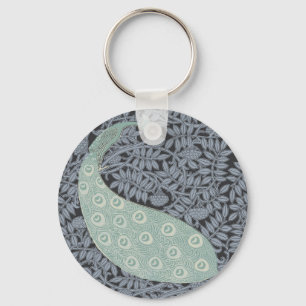 Art Nouveau Peacock Classic Vintage Bird Key Ring