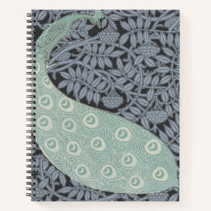 Art Nouveau Peacock Classic Vintage Bird Notebook