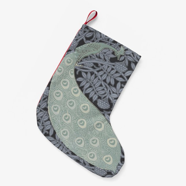 Art Nouveau Peacock Classic Vintage Bird Small Christmas Stocking (Front (Hanging))