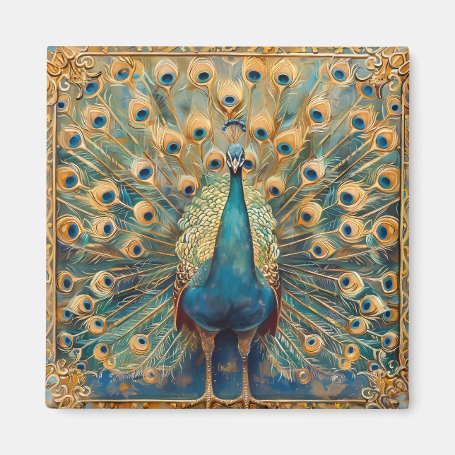 Art Nouveau Peacock Magnet (Front)