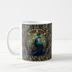 Art Nouveau Peacock on Ivy Coffee Mug 2