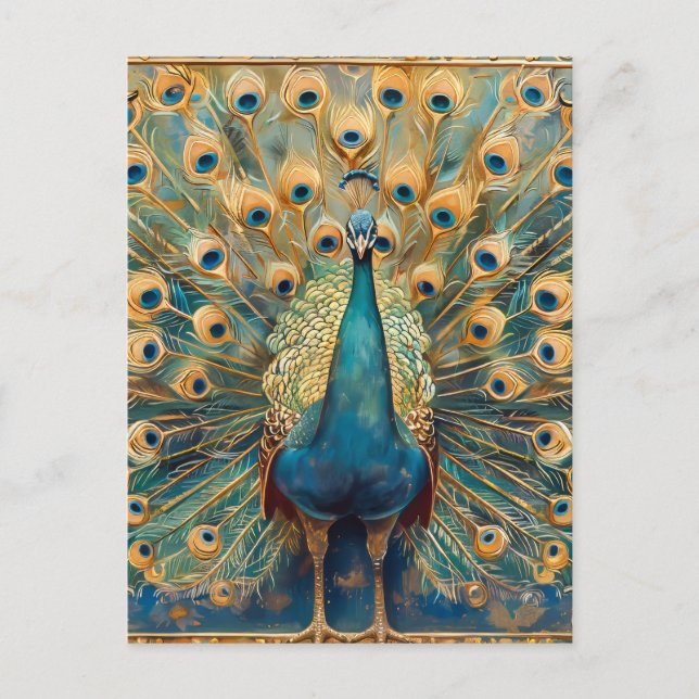 Art Nouveau Peacock Postcard (Front)