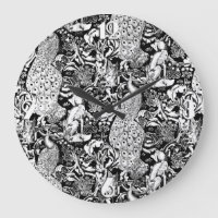 Art Nouveau Peacock Print, Black and White