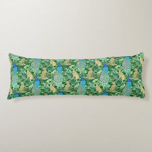 Art Nouveau Peacock Print, Cobalt Blue & Green Body Cushion