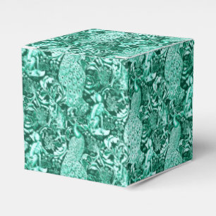 Art Nouveau Peacock Print, Turquoise and Aqua Favour Box