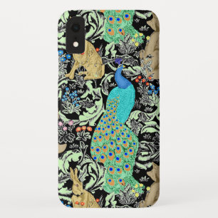 Art Nouveau Peacock Print, Turquoise & Neutrals iPhone XR Case