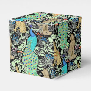Art Nouveau Peacock Print, Turquoise & Neutrals Favour Box