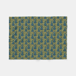 Art Nouveau Peacock Seamless Pattern Vintage Fleece Blanket