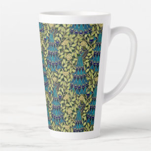 Art Nouveau Peacock Seamless Pattern Vintage Latte Mug