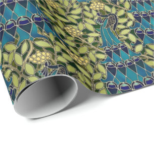 Art Nouveau Peacock Seamless Pattern Vintage Wrapping Paper