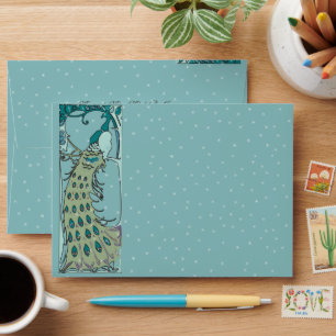 Art Nouveau Peacock Wedding Envelopes