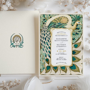 Art Nouveau Peacock Wedding Invitation