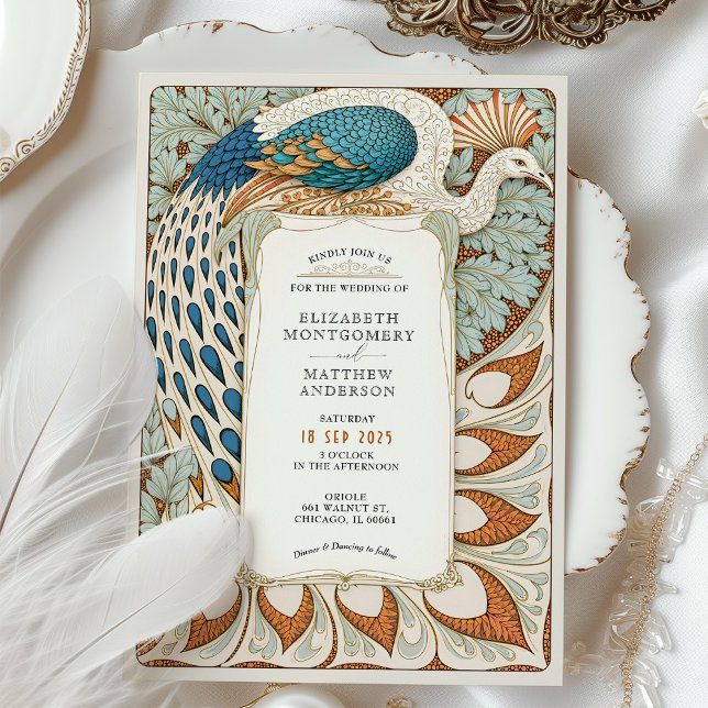 Art Nouveau Peacock Wedding Invitation (Creator Uploaded)